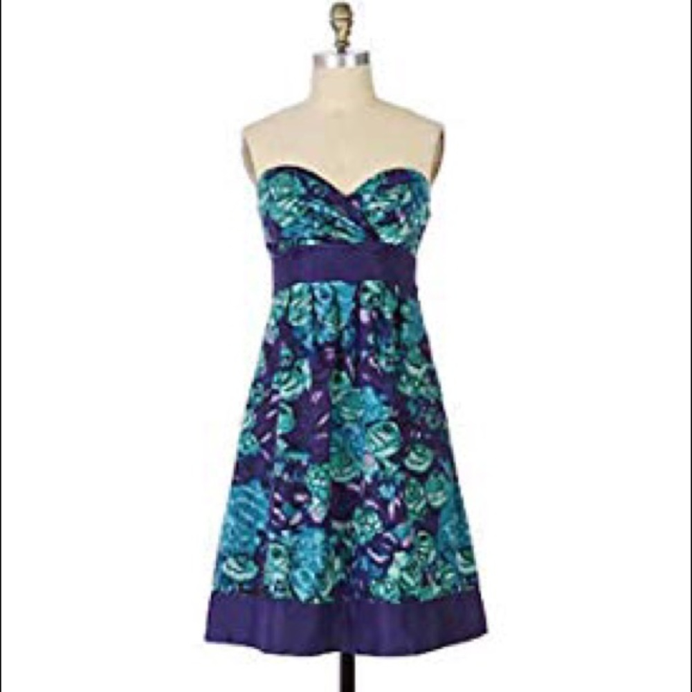 Anthropologie | Alloy Floral Strapless Dress sz 2 - Picture 2 of 8